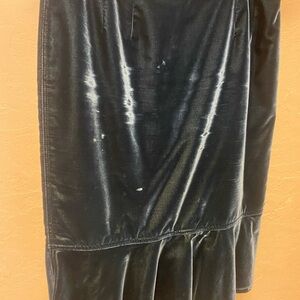 Yves Saint Laurent Velvet Midi Skirt with Flounce